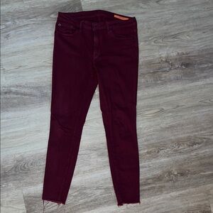High-Rise Skinny Jeans in Burgundy